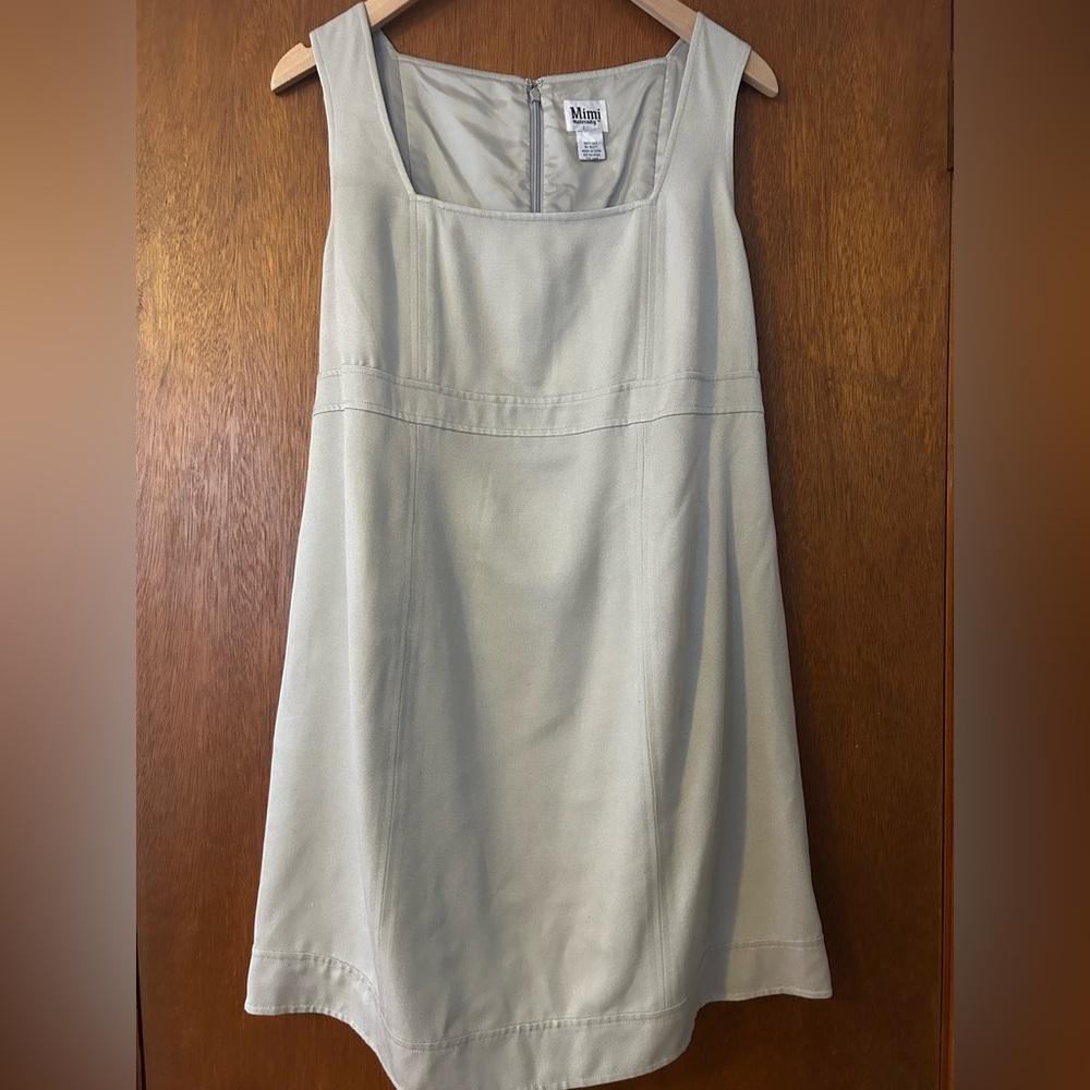 Mimi Maternity 100% Silk Tie Back Dress Light Gray Size L